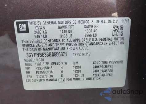 2016 Cadillac Srx Luxury Collection из США, поврежденный, VIN 3GYFNBE36GS556871